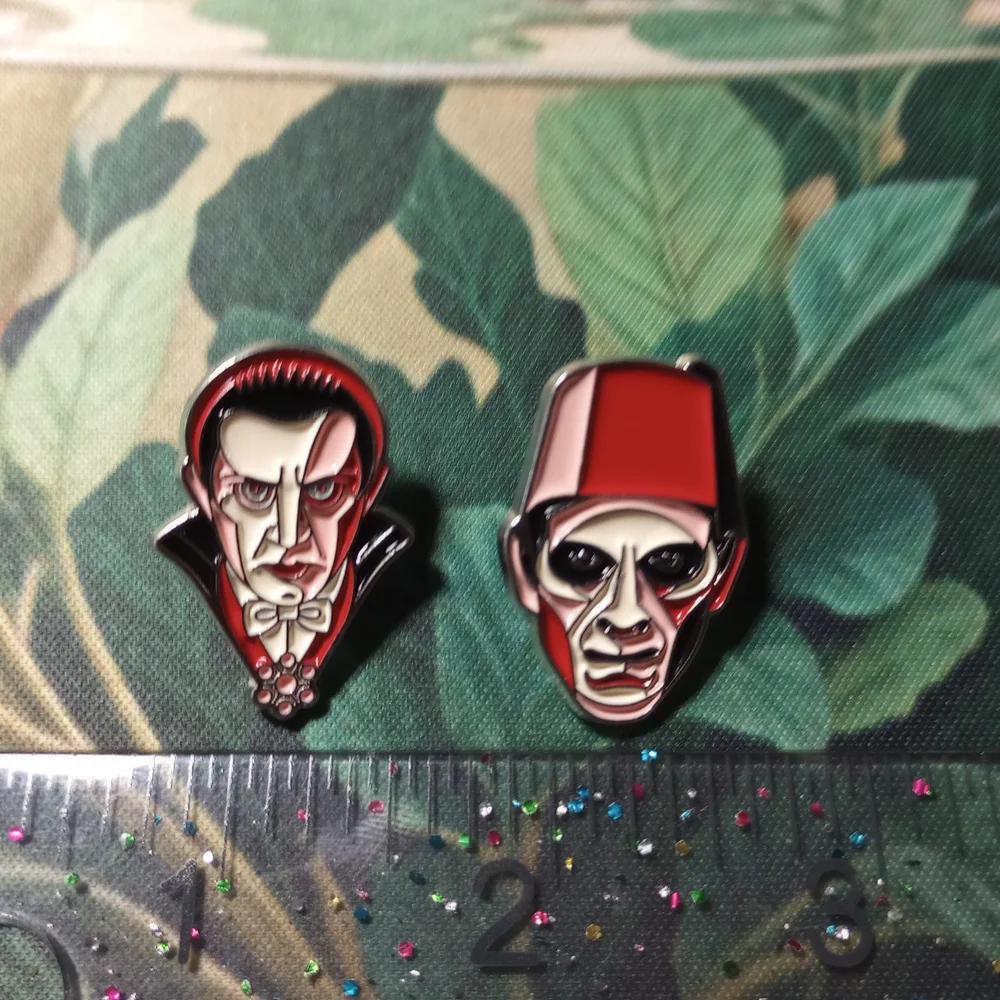NEW Dracula & Mummy Lugosi Karloff Horror Pin Set Vampire Egyptian Universal